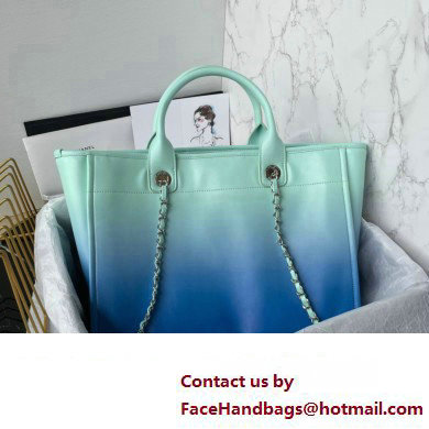 Chanel Shaded Calfskin  &  Silver-Tone Metal Shopping Bag AS3351 Turquoise  &  Blue 2024